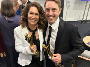 Kitty Flanagan Instagram - Such good times at the AACTAS with all my favourite people.
 
Now allow me to give a proper thank you to the whole fabulous Fisk village - to every one of our core cast, guest cast, production team and of course our stellar crew. On a small budget and a tight schedule like ours, it takes more than hard work, it takes enthusiasm, passion, fabulous ideas chipped in from all departments, and attention to every little detail. That’s how we managed to make an award-winning show! Thank you all for your efforts and for all the laughs along the way. I feel so hashtag blessed to have worked with you and I love youse all. 🤎🫶🤎🫶 #fisktv #aactas