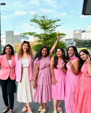 Lahari Arundhati Vishnuvazhala Instagram - All about today 😍🥰
“Pink perfection! 💕✨ 
Girls slaying in matching pink outfits ,
radiating confidence and style
#SquadGoals #PinkPower”

.
.
.

@lahari_actress @madhurikrishnaoffl @theshimmergirl @kalyani_boppa 

#lasyamanjunath #shootdiaries #shootday #wellspentday