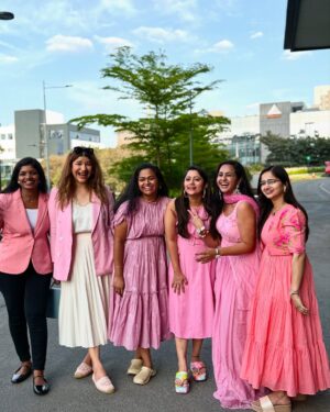 Lahari Arundhati Vishnuvazhala Instagram - All about today 😍🥰
“Pink perfection! 💕✨ 
Girls slaying in matching pink outfits ,
radiating confidence and style
#SquadGoals #PinkPower”

.
.
.

@lahari_actress @madhurikrishnaoffl @theshimmergirl @kalyani_boppa 

#lasyamanjunath #shootdiaries #shootday #wellspentday