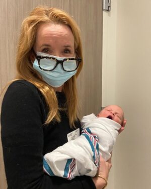 Lea Thompson Instagram - Welcome to this crazy beautiful world little girl. Robbie June Carlisle!  I’m a grandmother friends! Such  joy and happiness is singing in my heart.  I am so grateful and proud of Maddie and Zach for having the faith and grace to take a chance on love. ❤️ Howie Zoey and I are are over the moon in love. 
Congratulations Maddie! My baby is a mama….