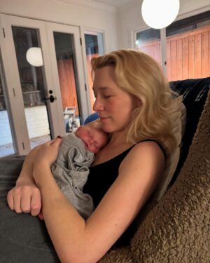 Lea Thompson Instagram - Welcome to this crazy beautiful world little girl. Robbie June Carlisle!  I’m a grandmother friends! Such  joy and happiness is singing in my heart.  I am so grateful and proud of Maddie and Zach for having the faith and grace to take a chance on love. ❤️ Howie Zoey and I are are over the moon in love. 
Congratulations Maddie! My baby is a mama….