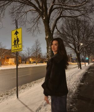 Lorena Lalina Schuett Instagram - Midnight stroll under a blanket of snow 🥹🌨️