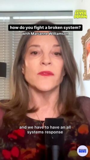 Marianne Williamson Instagram - today’s American Fever Dream with @mariannewilliamson will help you find the energy you didn’t know you had 🎧 listen at the usual @betches_news
