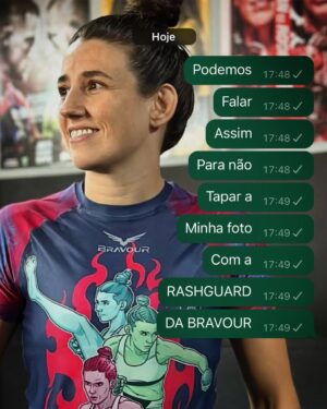 Marina Rodriguez Instagram - E aí, galera! 🤩 Quem mais tá AMANDO essa trend do WhatsApp com a @marinarodriguezmma? 

🚀 Mostre seu orgulho brasileiro com BRAVOUR, unindo alta tecnologia e conforto para você brilhar dentro e fora do tatame! 💪

Já personalizou seu rashguard hoje? 

Conta pra gente nos comentários qual a sua rash preferida! 👇

🛡 Proteja-se com a Bravour!
🌐 www.bravour.com.br

#Bravour #MarinaRodriguez #OrgulhoBrasileiro #MMA #IAMBRAVOUR