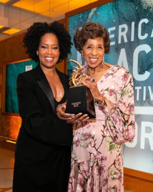 Marla Gibbs Instagram - Honoree Marla Gibbs received the Hollywood Legacy Award, presented by Regina King at the #ABFFHONORS2025

 #marlagibbs #reginaking #abffhonors #cadillac #ally