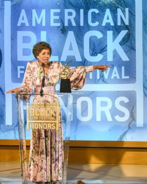 Marla Gibbs Instagram - Honoree Marla Gibbs received the Hollywood Legacy Award, presented by Regina King at the #ABFFHONORS2025

 #marlagibbs #reginaking #abffhonors #cadillac #ally