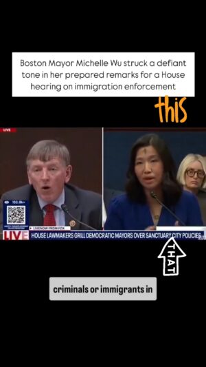 Martha Plimpton Instagram - @mayorwu NAILS this #gopscum. Pass REAL #legislation, not #fascist edicts. And look this woman in the eye and tell her she’s lying. Instead of nervously giggling and walking away. #cowards. #fucktrump #fuckmusk #fuckputin and #fuckthegop