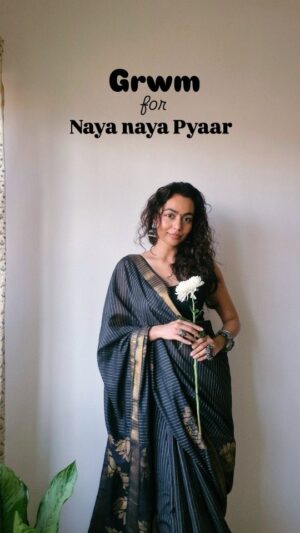 Meghana Kaushik Instagram - Me in my Bollywood Heroine avtaar. 🫠
GRWM to meet my Naya Naya pyaar 🖤🤌🫠
.
.
With butterflies in my tummy, unkempt hair & silly smile on my face, m flaunting all thr signs of hopelessly falling in love again 😋 
It is worth it ???? 
.
.
This stunning saree by @dewylupin 🤌🖤
#collab
.
.
.
.
.
#pyaarhua #meghanakaushik #bollywood #actor #grwm #newlove #fyp #explore #explorepage #saree #sareelove #sareefashion #sareelover #sareeindia #curlyhair #curlyhairstyles