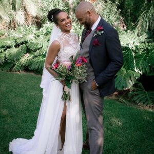 Mekia Cox Instagram - Happy Valentine’s Day @bleach37. May we continue to make each other laugh for many years to come. ❤️❤️❤️😘

Dress - @julievinobridal