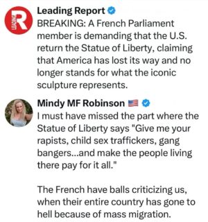 Mindy Robinson Instagram - Good luck repossessing it too...on account of the French being so well known for their "bravery" in battle and all.