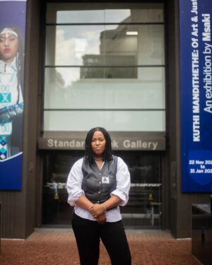 Msaki Instagram - I had the joy of being joined by a beautiful audience for my final walkabout at the "Kuthi Mandithethe: of Art and Justice" Exhibition. Thank you @standardbankarts and everyone who came—it was so special to connect in this way. 🙏🏽✨️

I’ll reach out when I'm doing something intimate again. 💛 #ClosedForBusinessOpenForConnection