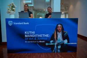 Msaki Instagram - I had the joy of being joined by a beautiful audience for my final walkabout at the "Kuthi Mandithethe: of Art and Justice" Exhibition. Thank you @standardbankarts and everyone who came—it was so special to connect in this way. 🙏🏽✨️

I’ll reach out when I'm doing something intimate again. 💛 #ClosedForBusinessOpenForConnection