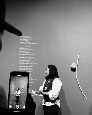 Msaki Instagram - I had the joy of being joined by a beautiful audience for my final walkabout at the "Kuthi Mandithethe: of Art and Justice" Exhibition. Thank you @standardbankarts and everyone who came—it was so special to connect in this way. 🙏🏽✨️

I’ll reach out when I'm doing something intimate again. 💛 #ClosedForBusinessOpenForConnection