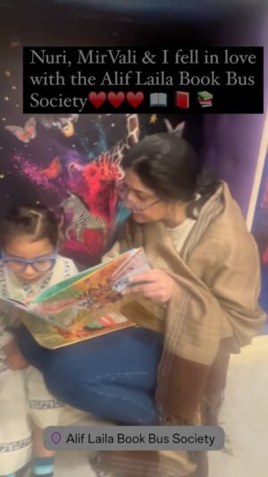 Nadia Jamil Instagram - She simply loved the little reading cubbies! Uff. There is something for everyone! Mir, Mehvish Baji, Nur and I all became members of the amazing @aliflaila_official @aliflaila_bookbussociety today. I picked up two books on herbal remedies and Ayurveda, Mir picked up two books, so did Mahvish Baji,  and Nuri picked up two amazing books. Nuri played in the play area, did some recreational work in the Early Learning Area, and then we bought a whole bunch of beautiful arts and crafts and a book, the proceeds for some specific products go to Palestine, the rest to women from the local community, who made the arts and crafts. The main library is awesome with a ladder that you can slide around the room as you search the shelves. The bus is fascinating and super cozy. The best thing is that Nuri learned the concept of BORROWING books and returning them once she has read them. Danny and The Dinosaur is a great award winning book and has become such a favourite that we’ve read it thrice already in one evening. 

The book called Gardens Of Hope is a beautiful work of art written and illustrated BY THE CHILDREN OF PALESTINE. 

Please do buy it. 

Love led sharing this all with you. And hope to have Nuris birthday party right here with my puppets and lots of amazing boos and activities. 

The price for joining this beautiful space is Rs 500 a year. Let’s get our children into the habit of revering books and libraries. Let’s teach them it’s lovely to borrow a book, and return it. We don’t always have to buy them. 
And let’s keep protecting these amazing spaces for our children. 

Alif Laila Bus Society makes sure it reaches ALL children! Especially marginalised children who do not grow up in privilege and luxury. It’s a treasure cove for us and all our kids. 

Thank you to @aliflaila_bookbussociety and their amazing team! 

We love you!
