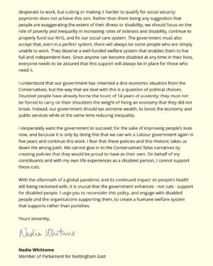 Nadia Whittome Instagram - I set out my objections to briefed welfare cuts in a letter to the government last week. Many colleagues have done the same.

None of us became Labour MPs to make the poor poorer. I sincerely hope tomorrow’s Green Paper reflects that.