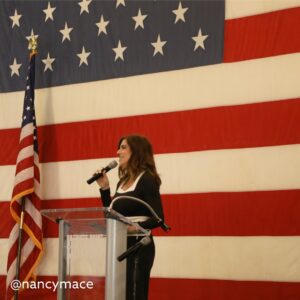 Nancy Mace Instagram - 80 years ago today on March 19, 1945, the USS Franklin was hit by two bombs killing hundreds of American soldiers. 

Thank you to the USS Yorktown for hosting the USS Franklin Veterans Association to remember those who served this morning. 🇺🇸

We don't thank our veterans enough.