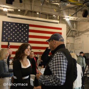 Nancy Mace Instagram - 80 years ago today on March 19, 1945, the USS Franklin was hit by two bombs killing hundreds of American soldiers. 

Thank you to the USS Yorktown for hosting the USS Franklin Veterans Association to remember those who served this morning. 🇺🇸

We don't thank our veterans enough.