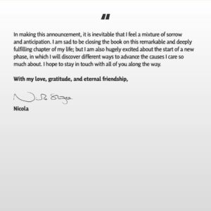 Nicola Sturgeon Instagram - Being one of the original 1999 Members of the Scottish Parliament, serving (by the time of the election) for 27 years - almost exactly half my life - and getting to represent Glasgow Southside, the best constituency in Scotland, has been an honour beyond words. 

However, I have known in my heart for a while that the time is right for me to embrace different opportunities in a new chapter of my life. I have therefore written this morning to SNP members in my constituency informing them that I will not be seeking selection for next year’s Holyrood election.

To my constituents, past and present: thank you for the trust you have placed in me. Being your MSP has been my privilege and I will continue to represent you to the best of my abilities until I step down next year.

To Southside SNP members: your support, loyalty and friendship, through thick and thin, has meant more to me than you will ever know. You are the best of the best. 

To SNP members across the country: I may be leaving Parliament, but I will be by your side every step of the way as we complete our journey to independence.