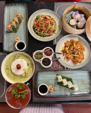 Nidhi Agarwal Instagram - @houseofwokjaipur ✨
Took my taste buds on a Pan-Asian adventure at House of Wok, Jaipur! 🍜✨ From the bold flavors to the cozy vibes, every bite was a delight. If you’re a fan of authentic Asian cuisine, this spot is a must-visit! 🍣🥢 

Dishes I’ve ordered-
Som Tam Salad
Lotus stem crispies
Cream cheese truffle oil dimsums
Asparagus tempura & crunchy yasai veg roll Sushi
Exotic Thai Green Curry

Mocktails:
Summer Berries & Peach Ice Tea ✨
..
#FoodieDiaries #PanAsianPerfection #HouseOfWokJaipur”