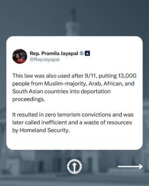 Pramila Jayapal Instagram - I'll be introducing my No Round Up Act to stop Donald Trump from forcing immigrants to register with the government.

We've seen this script before. It's racist, xenophobic, and a waste of resources. Let's come together to stop it.