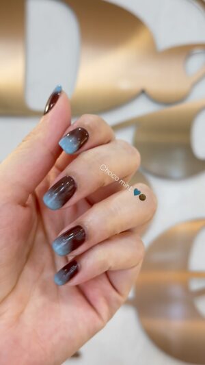 Prima Bhuncharoen Instagram - Choco mint nails @barenailspa 🍪🩵 #barenailspabangna