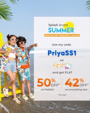 Priya Ahuja Instagram - #collaboration with @FirstcryIndia as Summers are here!
Summer means vacation time
Time to have fun and to travel 
So we have refreshed our wardrobe with @firstcry as always!
Love their prints and breathable quality fabrics and I always prefer Comfort and skin friendly fabrics over anything else and FirstCry has all of them 

What’s Stopping you 
Shop the collection at FirstCry.com 
Enjoy Ur lil one’s Summer Shopping!
And Don’t forget to Use My-Code : PriyaSS1
And get : 50% on Fashion and 42% off on Everything else

#FirstcrySpringSummer25 #splashinsummer2025 #firstcryfashion #FussNowAtFirstcry #firstcryIndia #firstcry #shopatFirstcry