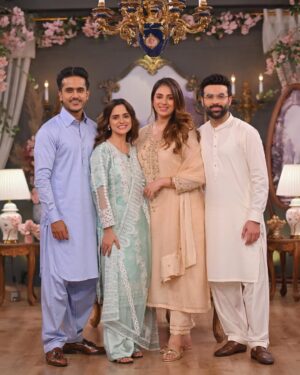 Rabya Kulsoom Instagram - - Shaan e Suhoor ✨

Maham Wardrobe: @aghanoorofficial 
Maham Styling: @aish_tan 
Rabya Wardrobe: @issaandmaryam 
Faizan & Rehan Wardrobe: @haseebsofficial 

Pictures: @aleybhaidani