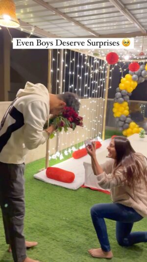 Ravina tekwani Instagram - My boy deserves everything 🥹❤️ 
.
.
.
.
.
#couple #couplegoals #couples #propose #proposalideas #love #romantic #surprise