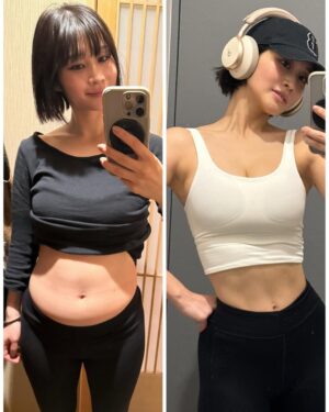 Rin Takahashi Instagram - 左2月20日→右2月25日
北海道3日間で爆食いして実はこんなお腹になりましたが🤣
トレーニングと食事を戻して元の体重とお腹が帰ってきました🐸
食事は1500キロカロリーに戻しただけなので断食やカロリー減らしたりは一切していません
健康的な運動と食事で戻しました！
人によって合う合わないはあると思うのですが、断食はストレス溜まるし筋肉落ちちゃうし個人的にはおすすめしないです🥹
過去何度も断食ダイエットで失敗した私より🥹

#筋トレ #筋トレ女子 #トレーニング #朝トレ #ダイエット
#増量 #からの #減量生活
#ぽんぽこ凛