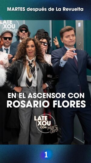 Rosario Flores Instagram - 🛗✨ 𝙈𝙊𝙈𝙀𝙉𝙏𝘼𝙕𝙊 𝘼𝙎𝘾𝙀𝙉𝙎𝙊𝙍 del #LateXou con @marcgiro_ que esta semana recibe a @rosarioficial ✨🛗

🦄También visitará el programa toda una leyenda, @rappelfuturologo. Regresará un buen amigo del programa, el cómico y actor @lamthior  y el remate musical lo pondrá la actuación de @albxreche ✨

(Vaya BZRPsession que se ha montado con @lasgloriascabaret, la banda @girosboysband y las bailarinas de @bartzelonadantza y @euskal_etxea_bcn 🧢🕶️)

¿𝘾𝙪𝙖́𝙣𝙙𝙤 𝙮 𝙙𝙤́𝙣𝙙𝙚❓

#MARTES después de La Revuelta en #La1 y en @rtveplay 📺✨
.
.
.
.
.
.
. 
#marcgiró #rosarioflores #rappel #albareche #laminethior #bzrp #bizarrap #luckra #nomehagoelduro #instadance #baile #coreo #bailestiktok