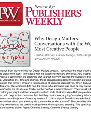 Roxane Gay Instagram - Twenty years ago today, Debbie Millman started her podcast Design Matters. Week after week, for the next twenty years, she sat in conversation with the world’s most interesting creative people. In each episode, Debbie explores the arc of someone’s creative life. She asks well-researched, probing questions and inevitably, because of the rigor of her research, guests ask, “How did you know that?” They marvel at a question she’s posed that they’ve never been asked before. That takes talent. When you are regularly interviewed, you develop a script. You go on autopilot and, frankly, you are asked the same questions over and over again. Debbie endeavors to break up that script and get authentic answers from her guests. 
 
Over 20 years, Debbie has spoken to more than 600 guests. Her body of work is a masterclass on what it takes to succeed, to learn from failure, to experiment, to navigate the challenges and pleasures of success, and most importantly, to be audaciously creative. She works alongside the amazing producer Curtis Fox, but I must tell you Debbie does most of the pre-production herself. She does her own research, crafts her own questions, and books her guests. It’s remarkable. Each week, I watch her work so hard on Design Matters, putting her whole heart and the ferocity of her intellect into the endeavor. The show is not just a labor of love. It is one of the most central labors of her life.
 
And Debbie, herself, is audaciously creative. She is an artist, and a designer, and a preeminent brand strategist. She is a dynamic educator and dedicates much of her time, these days, to working with nonprofit organizations that fight LGBTQIA discrimination, work to end gender-based and sexual violence, and otherwise strive to make the world a better place. I don’t know how much longer she will make Design Matters, but my goodness, what a magnificent show she has created.

TWENTY YEARS! I don’t know that anyone has been doing it longer or better. Congratulations @debbiemillman. I could not be prouder of you and the show you’ve created. (Also, guys, when she is doing the podcast her voice register falls into what I call “podcast voice.” It’s hella sexy.)