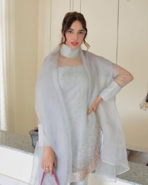 Sabeena Farooq Instagram - In my frozen era although its melting 👗🔥
Wearing @ridafchatthaofficial 
Pr by @arprofficial 
Shot by @maheenn98