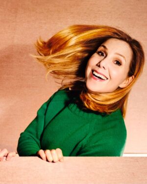 Sally Phillips Instagram - I dont like having my photo taken but I did like hanging out with brilliant #portraitphotographer @riischroer for @telegraph-culture. I’ve sat for her 3 x now and every time it’s been hardly painful at all. Thanks @riischroer, thanks #helenbrown for the generous article, thanks @freddiestoplermakeup for the face and @anniemiallstyling and @feather_and_stitch for the jumper x