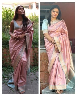 Santoshi Shetty Instagram - Like mother, like daughter 👧🏻 

I’m in that phase where I wanna wear all her sarees 🥹🩵

Jewellery @anumerton ✨
