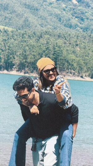 Saranya Nandakumar Instagram - “Cheers to 10 years of love, laughter, and support through it all. Thank you for being my rock, my heart, and my everything. I feel so lucky to have you by my side through all the ups and downs. Here’s to forever with you. Happy 10th love anniversary, my love! I love you more than words can say!”🥹❤️ @sharanya_nandakumar 💋