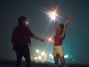 Sejal Kumar Instagram - kahin chale music video is ALSO coming on the 14th Feb along with my EP finding joy! 🧩 

HUGE thanks to @rishabhchawlaaa for being the best co-actor and surviving our full night shoot on the streets of mumbai!! 💓💓

this EP is my journey through self doubt and sadness to finding myself and joy through it all! Kahin Chale is a song I wrote again about long distance and wanting that person with you!! The music video is sooo dreamy and beautiful all thanks to the wonderful work done by @joeysmovie 😇 @varshaaa101 for managing everything like a pro! 
@ramyapothuri for writing w me and producing! 

stay tuned! My heart went in this one!

Sejal’s outfit-

Outfit top @select_staples
Skirt @lazostore.in
Neckpiece @julrey_designs 
Styled by @Vailanciaaa 
Style team @thetrendby_aman