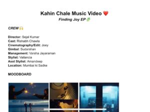 Sejal Kumar Instagram - happy Kahin Chale 💓💓 from my new EP Finding Joy 🧩 this music video was a lot of fun and jugaad to make! Here’s some remaining pictures and BTS   the storyboard for those interested in how our little team made it come alive!! 

Needless to say STREAM it on @spotifyindia and watch everyone’s beautiful work on my @youtubeindia channel! 

making music videos ourselves and on a budget has pushed me to start directing properly and conceptualising! Would you like me to share more of this and make our storyboards available to you?