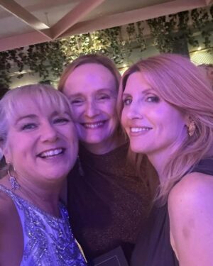 Sharon Horgan Instagram - Thanks to @iftaacademy for a great night.  Such impressive work made this year by Irish talent across the board so was not expecting to get a look in.  But I'm happy for all the Bad Sisters season 2 team.  And I'm really glad I got to talk about my dad who was always so fascinated and impressed by the skills of all the crew who worked in the show. He attended the IFTAs twice and charmed the pants off everyone.  Mum did it by herself this time and I was so very proud.  So preoccupied was I with talking about dad that I managed to forget pretty much everyone including (I think, it's a bit of a blur) the most important member of the team @dearbhlawalsh. Without her the show just wouldn't have been the same or anything like it.  She's the best of the best.  And to all our writers too; Ailbhe Keogan, @karenmcogan, Malcolm Campbell, Perrie Balthazar and @akapaulhoward . 
Huge thanks to all the @mermantvfilm team and to  @appletv especially Jay Hunt and Fiona (Apple) McDermott . We literally couldn't have done it without yee. 
 
Girl thanks coming up;;
Make up; @unafarrellmua 
Hair; @garethbromell 
Skin; @keren_bartov 
Styling; @racheldavisfashionstylist
Dress; @zimmermann 
Shoes; @ginashoesofficial 
Jewellery; @sonia_petroff, @ruhajewellery, @kismetbymilka, @sifjakobsjewellery 
Bag; @august_night.ie 
Emergency surgery; @forestgreenclinic 
#badsisters