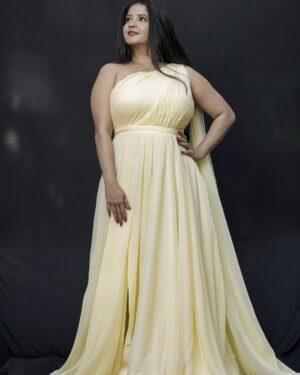 Shubha Poonja Instagram - Beautiful @shubhapoonja adoring @laxmikrishnaofficial @laxmikrishnalabel 
The doll of Sandalwood 

Makeover and Hair @makeoverwithlakshmi_gowda

Photography @raghavstudios

Thank uuuuuuuuu for choosing us for Boys V/s Girl Reality show at @colorskannadaofficial 

#laxmikrishnastyle #laxmikrishnaofficial #laxmikrishna #laxmikrishnalabel #shubhapoonja #doll #yellowgown #colourstv #boysvsgirls