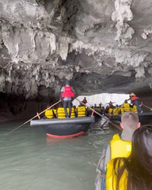 Shubhi Garg Agarwal Instagram - // We booked a day cruise for a trip to Halong Bay and it was absolutely amazing! 🛳️

The trip started with a bus ride from Hanoi to the Tuan Chuan Island and that’s where we got on the boat that the actual tour is on. They served us lunch 🥙 while we admired a few interesting sites like the fighting cock islet and Kissing Chickens rock formation. 😍

We then docked to do some fun boat rides and we opted for Speed Boat and a Bamboo Boat ride instead of Kayaking around the Luon Cave.

Our second stop was the Sung Sot Cave and this was indeed the most crowded spot. We climbed 300 steps to explore the caves and got to see a really pretty view. The limestone formations inside the caves were truly magical. ⛰️

Our last stop was the TiTop island which is a beach site and you can either go swimming or hiking but they only give you about 30 mins so we simply picked up a few snacks and enjoyed sightseeing. 😍

The entire cruise was for about 11 hours which included transportation to the Bay from Hanoi Old Quarter, a Vietnamese lunch (drinks separate charge) on the cruise, sightseeing and activities, and a sunset snack before heading back to Hanoi.
.
.
.
.
.
.
.
.
#pickeratpace #indianblogger #indiantravelblogger #vietnam #vietnamtravel #hanoi #halongbay #daycruise #halongbaycruise #travelgram #vietnamtrip [indian travel blogger, vietnam travel, halong bay cruise, day cruise halong bay]