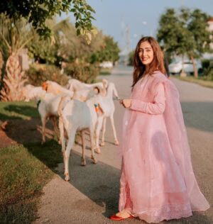 Sidra Niazi Instagram - Eid Mubarak 💗

Wearing @ansabjahangirstudio 💫