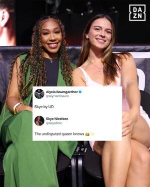 Skye Nicolson Instagram - Champ talk 👑

@alyciabaumgardner x @skyebnic 

#KambososWyllie | March 22 | Live on DAZN