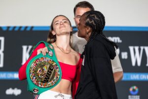 Skye Nicolson Instagram - Yap yap yap and refused to shake my hand.. it’s giving disrespectful! 🙂‍↔️ just make weight and show up please girl so I can give you the beating you’ve been begging for 🙏 AND STILL 👑✨🇦🇺