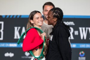 Skye Nicolson Instagram - Yap yap yap and refused to shake my hand.. it’s giving disrespectful! 🙂‍↔️ just make weight and show up please girl so I can give you the beating you’ve been begging for 🙏 AND STILL 👑✨🇦🇺