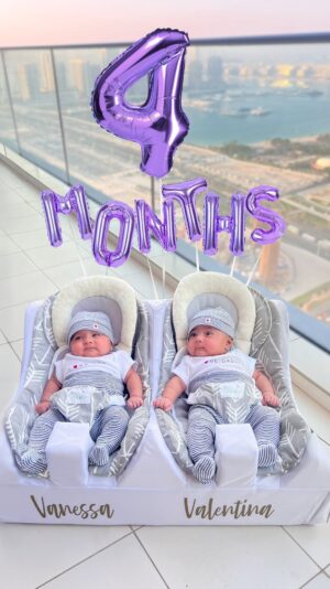 Swati Verma Instagram - 🎉✨ HAPPY 4 MONTHS to our Nanda twinkles, 𝐕𝐚𝐧𝐞𝐬𝐬𝐚 & 𝐕𝐚𝐥𝐞𝐧𝐭𝐢𝐧𝐚! 👶👶 Time’s zooming, and it’s hilarious that you’re technically only 1.5 months old! 😂 Every giggle and mini-milestone fills us with joy. 😍⁣
⁣
Drop your fun wishes and love bombs With EMOJIS below! Let’s make this space sparkle! 💖🎈👇⁣

Customized seats by @buytablefortwo 😍