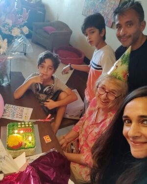 Tara Sharma Instagram - A v #happybirthday bestest 

#mum to us in the universe…we love you ❤️ #Mamma #Mummy Wishes for all good things forever great health joy safety love peace calm wealth happiness family time and lots of lovely farm jungle grandchildren and doggie time too touch wood😀🧿❤️🩷 youngest 78 year old I know 

I am sure all your Mums are the bestest to you hence my use of ‘us’ to acknowledge that. 

Mum, honestly you are my rock, my bff best friend, confidant and go to person and as most Mums, you are also the one I perhaps take most of my frustration out on, if ever upset, and for that and so much I am grateful and I apologise. As much as you always so graciously understand and as a Mum now I face this from our kids too, I am truly appreciative. 

The strongest, most adventurous and selfless person I know. So independent, practical, intelligent and filled with love. The Bestest Gaaga, aka Naani Granny to our kids.

Mum is English and came to India over 55 years ago overland, with a group of friends in Land Rovers, a story she has written and my sister had published, A 100 Days of Overland Travel. Full of adventure then, in between and now too. Farming and walking in her hills with our beautiful dogs is her joy as are her grandkids. Mum and Dad fell in love, married and she has lived here ever since. Going back to England to visit family but this is home. Grateful to live in the same building something that reassured Daddy when he was passing on. Mum and Dad’s love story is a movie waiting for us to make. Her story is. Their story. One day, we will. Mum is not on any social media and is fiercely private and self contained. Love of art, the museum, brilliant cook, so many lectures, keep her mind ticking and sharp. I have never known mum to complain, even when widowed way too young.

Too much to say about Mamma but I won’t ramble on. You all have mums I am sure you love, so just a reminder to say We Love You Mum. As as I mentioned we laugh, we fight, we love, but the bond of mum and children is so so special as is with kids and Dads too of course but that post for Daddy’s birthday haaha.

A few photos and text copy pasted from my last one haaha!

#mixedthatsus 

#staysafe