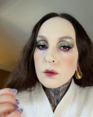 Tatiana Shmayluk Instagram - Shiny shoes and lightweight skirts part when I arrive 💃🏻. 
This is stage makeup and I overkilled it intentionally. My goal was to create a “versailles” makeup look and I ended up looking like “geisha” as some said.
I used @isamayabeauty Industrial palette to create  the eye makeup.