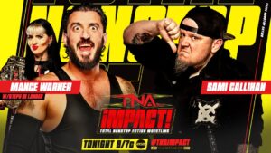 Tessa Blanchard Instagram - #TNAiMPACT is TONIGHT at 8/7c on AXS TV in the US, Sporstnet 360 in Canada and TNA  around the world. Use the code TNAFREE for one free month of TNA ! 

- Oba Femi and The Hardys vs. The System 

- Tessa Blanchard must wrestle or she'll be FIRED! 

- Spitfire vs. Ash and Heather By Elegance for the Knockouts World Tag Team Titles, the losers must become the winners Personal Concierge for 24 hours 

- Mance Warner vs. Sami Callihan 

- Frankie Kazarian vs. Ace Austin 

- Steve Maclin vs. KC Navarro 

- Mike Santana in action