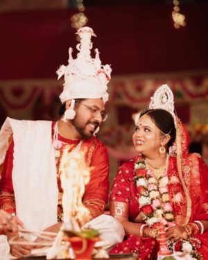 Triparna Bandyopadhyay Instagram - When Banerjee met Deb Chowdhury it was meant to be forever and always. Here’s to Welcoming my Laxmi to step into my holy pedestal and make me full. ❤️