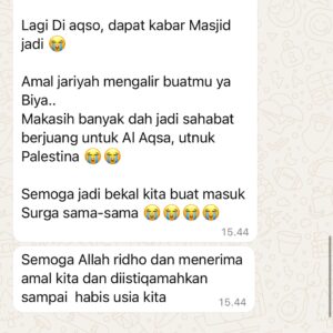 Zaskia Adya Mecca Instagram - Alhamdulillah 😭😭 maafin banget, posting foto begini di slide 1… Sangking banyak rasa di hatiku, kayanya ga cukup diungkapkan dengan jutaan kata2.. makasih, makasiiih, makasiiiiih banyaaak…

Atas izin Allah SWT, kita berhasil membangun masjid sementara di gz.. aku ga bisa kasi detail lokasinya disini 🙏🏻 liat semua temen baikk, kita bisa memfasilitasi para pejuang islam terdepan tempat untuk beribadah.. shalat, tahsin, berkumpul.. ditengah reruntuhan😭 dan sebentar lagi masuk Ramadhan.. terbayangkan olehku tempat ini akan dipakai untuk tarawih juga itikaf oleh orang2 pilihan Allah di tanah Syam 🥹🥹 

Ga putus doa untuk semua temen baik via @kitabisacom yang berpartisipasi dari bantuan - doa - atau sekedar share link di bio aku, semoga bantuan ini kelak menjadi Hujjah kita di akhirat yaaa🥹❤️ 

Teruntuk @_indadari_ sayang, makasih udah terus bergerak mencari tempat untuk kita berkontribusi.. semoga Allah berikan terus kesehatan juga kekuatan untuk kamu, supaya kita bisa terus mengambil bagian untuk berjuang di tanah Syam! 

Yuk, gerak lagi yukk.. rencana kita mau siapin makanan berbuka puasa sebulan penuh di Masjidil Aqso selama bulan ramadhan, mau ikutan?! Lgsg ke link di Bio aku yaaa… 🤗🤗 

#brbcrylagi super mellow bahagia terharu campur semua rasa 😭😭😭😭❤️❤️❤️❤️❤️